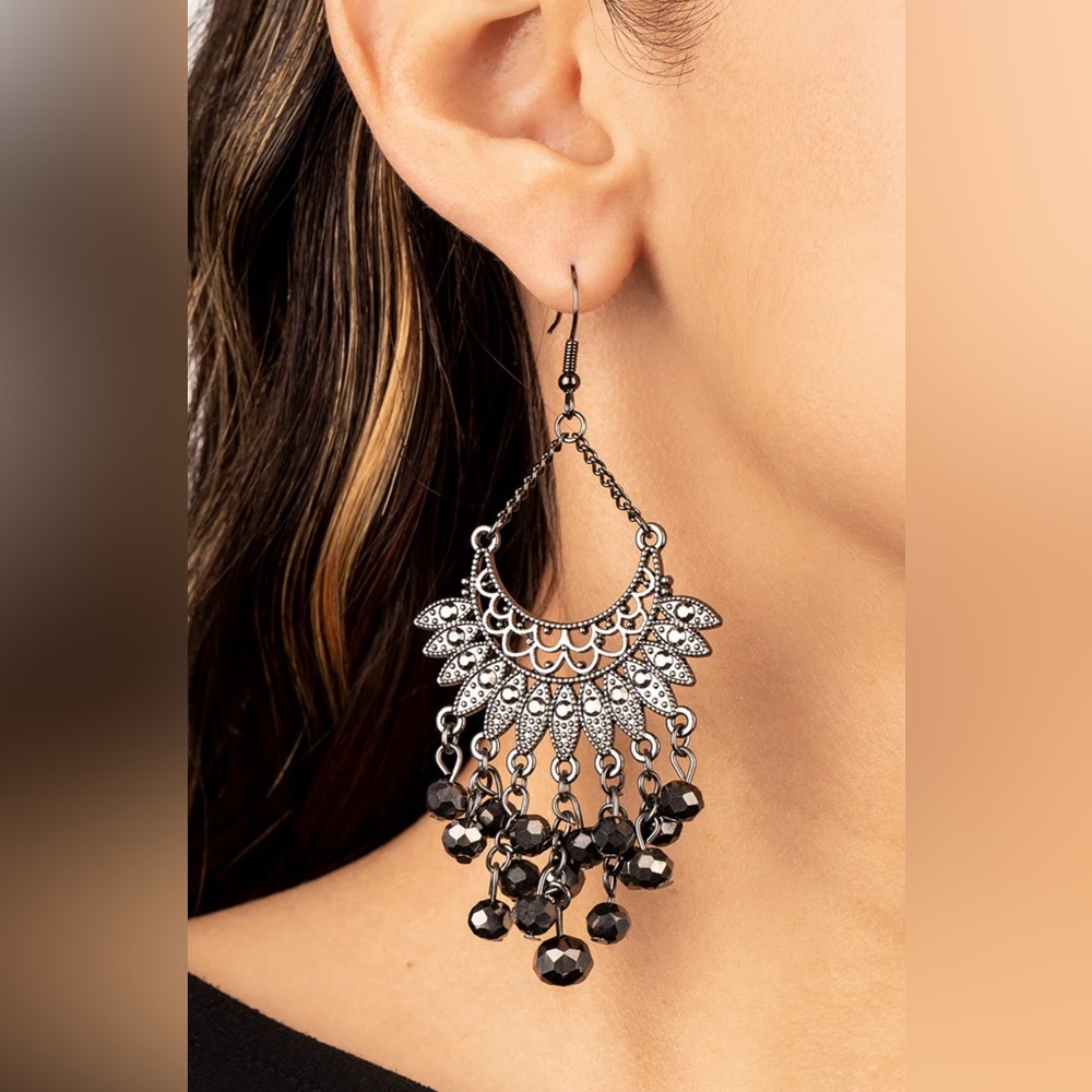 NEW Chromatic Cascade Black Gunmetal Dangle Earrings